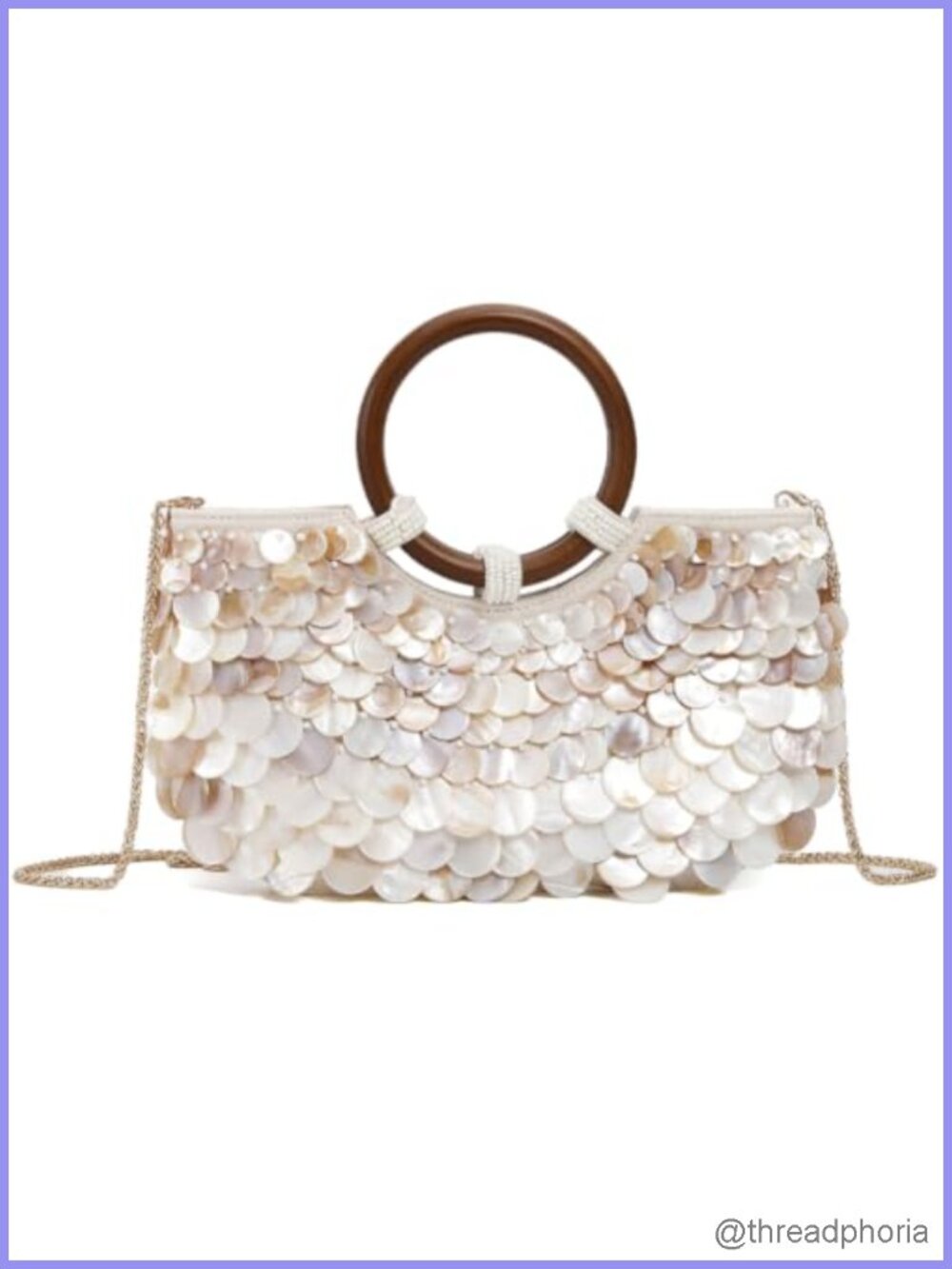 Luxury Handmade Shell Beaded Clutch Purse with Chain Strap for Evening Beach